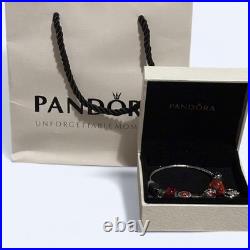 Women's Sterling Silver And Red Pandora Charm Bracelet