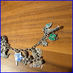 World traveler charm bracelet solid silver, fully loaded